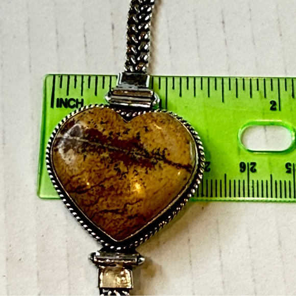 🆕 Picture Jasper Heart Bracelet in 925 Sterling Silver – Artisan Chain Design - Picture 7 of 16